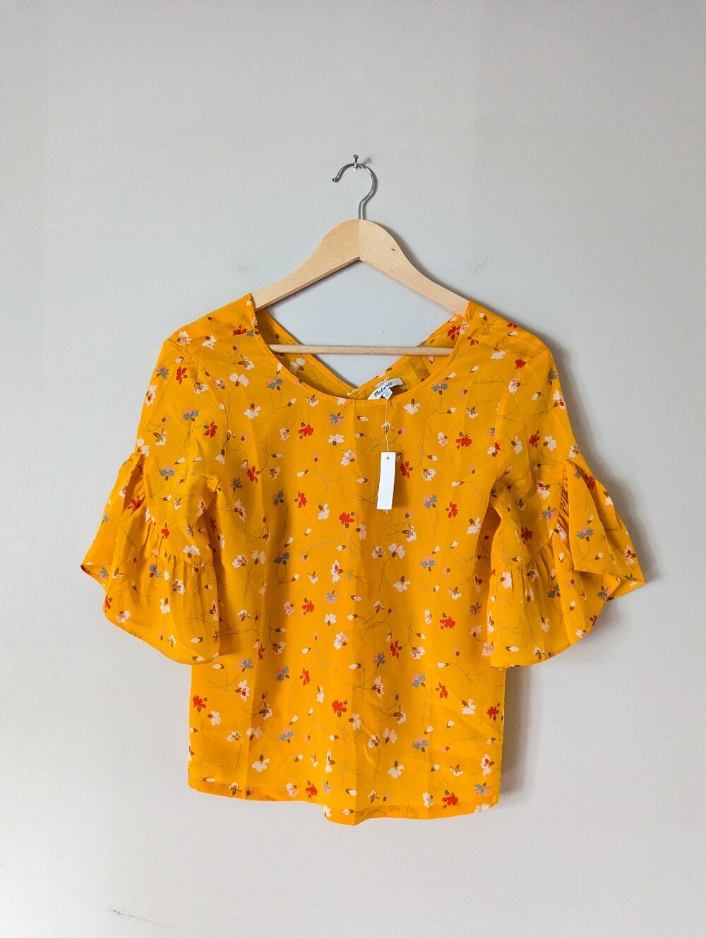 Madewell 100% Silk Yellow Floral Top